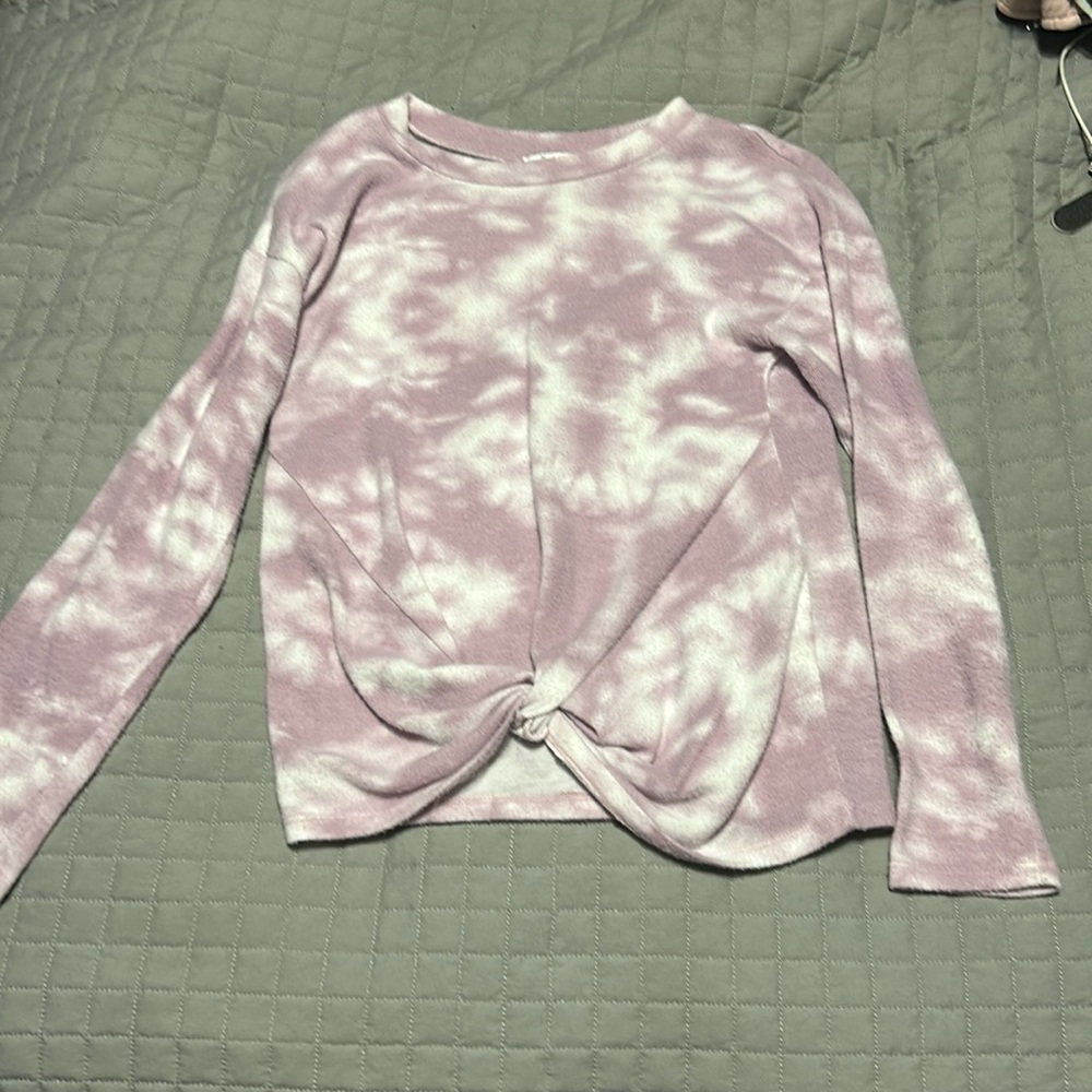 Poof girl, New York purple tie-dye sweater